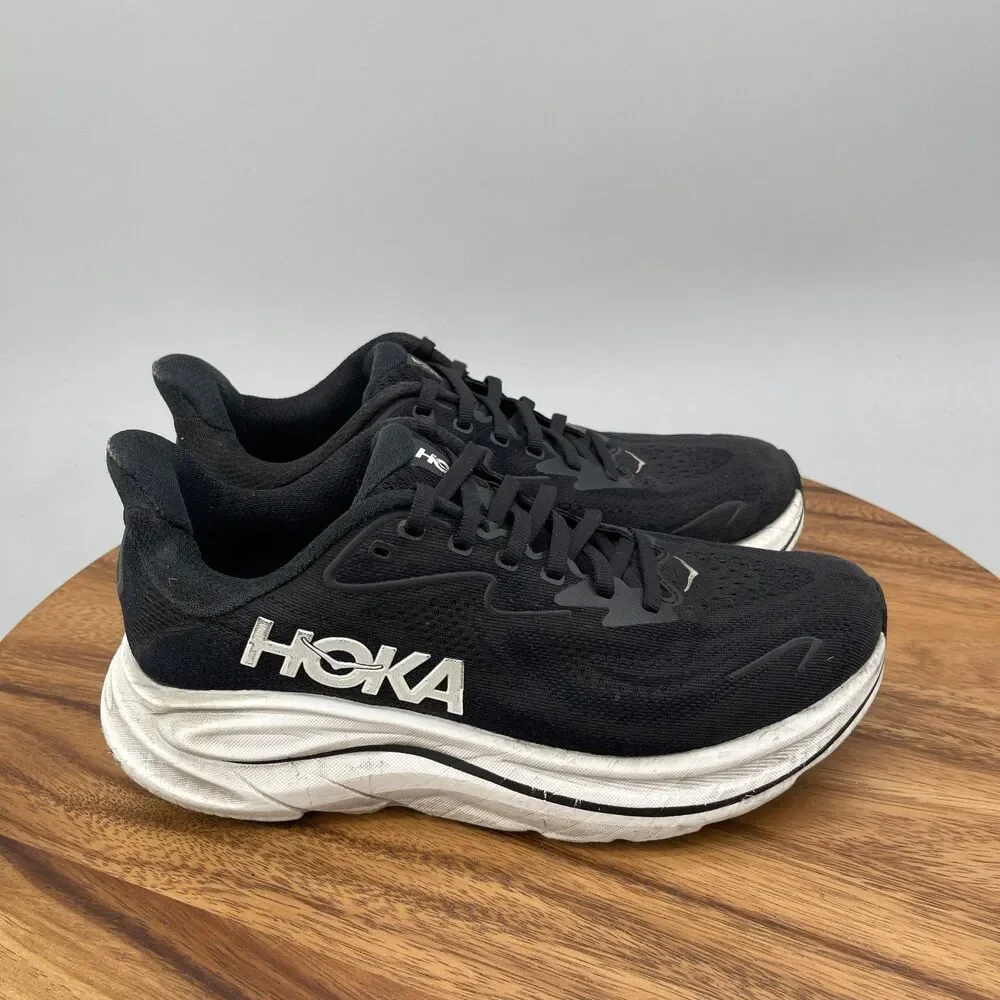 Hoka One One Clifton 10 Shoes Womens Size 8 B Black Running Comfort Walking Gym